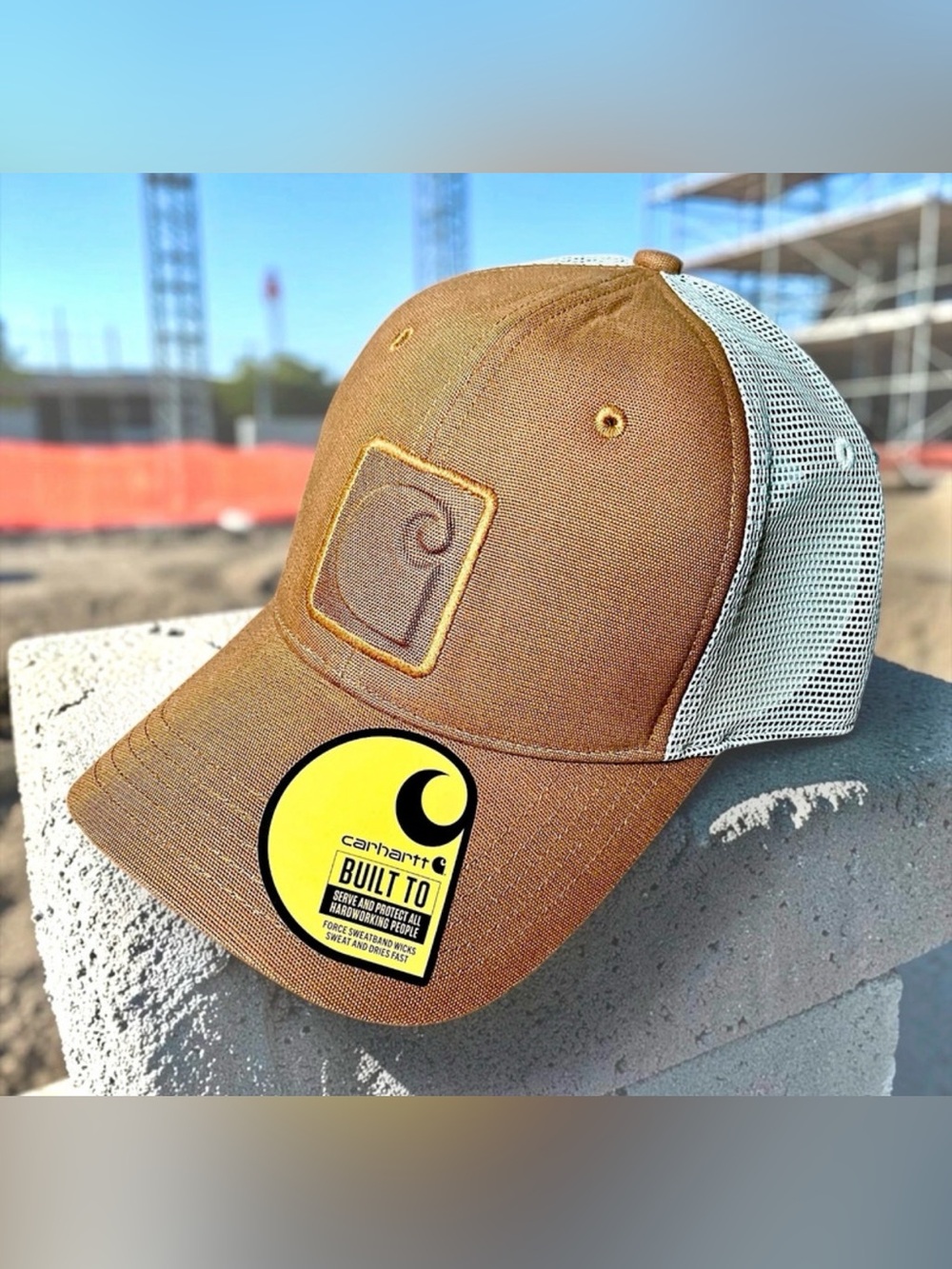 Carhartt Men’s 106401 Canvas Logo C Brown Beige Trucker Hat Sz OS